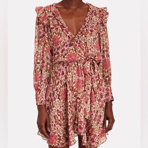 MISA Los Angeles Floral Dress - Pink and Brown